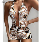 Sexy Hollow Print Bikini One Piece Swimwear Women