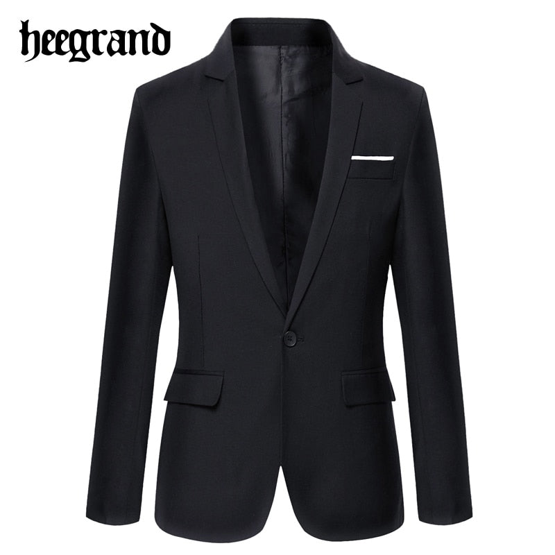 HEE GRAND Men's Korean Style Single Button Slim Fit Blazer