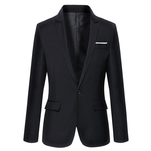 HEE GRAND Men's Korean Style Single Button Slim Fit Blazer