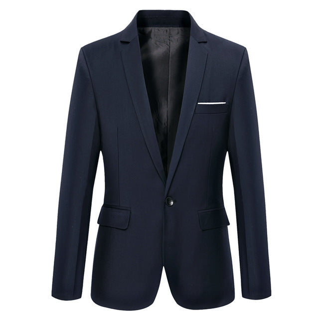 HEE GRAND Men's Korean Style Single Button Slim Fit Blazer