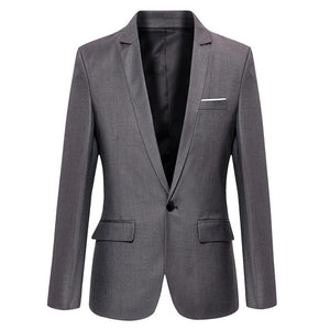 HEE GRAND Men's Korean Style Single Button Slim Fit Blazer