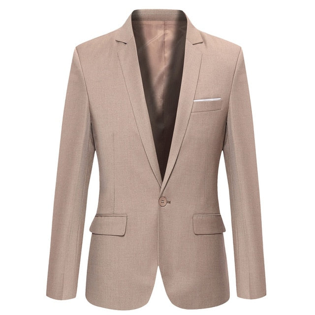 HEE GRAND Men's Korean Style Single Button Slim Fit Blazer