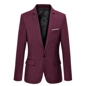 HEE GRAND Men's Korean Style Single Button Slim Fit Blazer