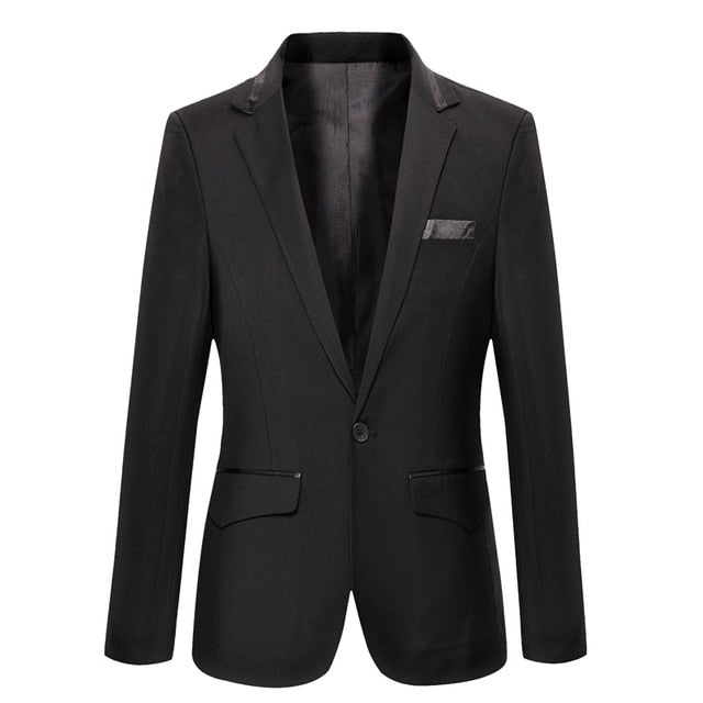 HEE GRAND Men's Korean Style Single Button Slim Fit Blazer