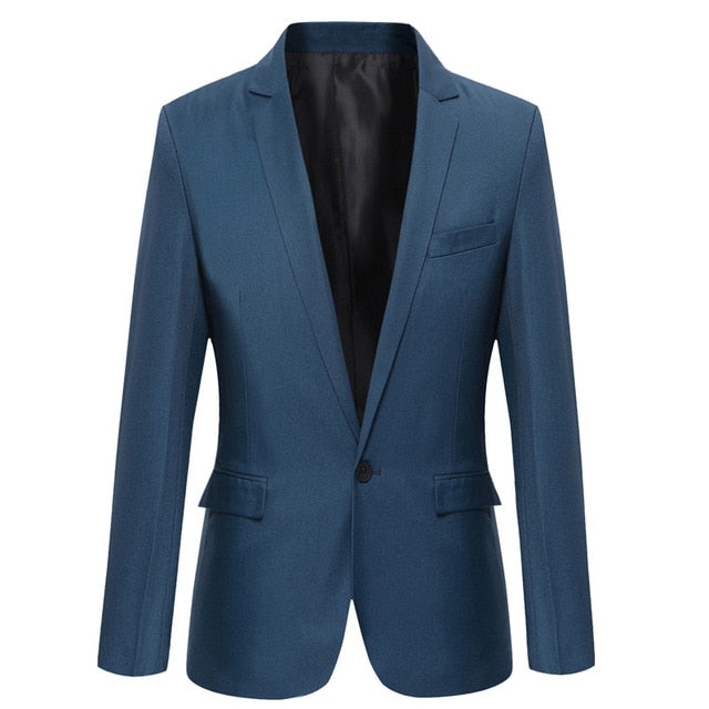 HEE GRAND Men's Korean Style Single Button Slim Fit Blazer