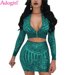 Fashion Sequins Women Two Piece Dresses