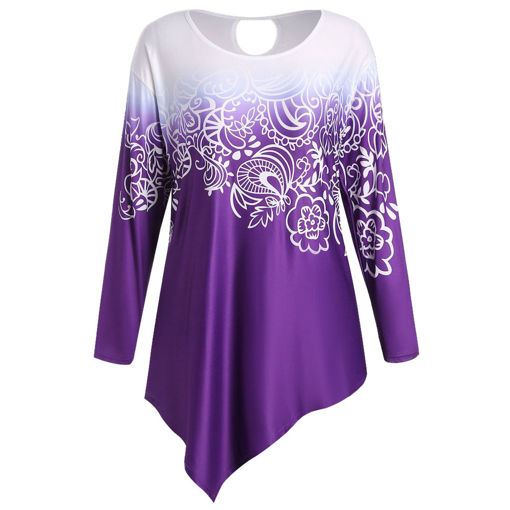 Womens Printing Shirt Long Sleeve Shirt Casual Tops Ladies Long Blouse