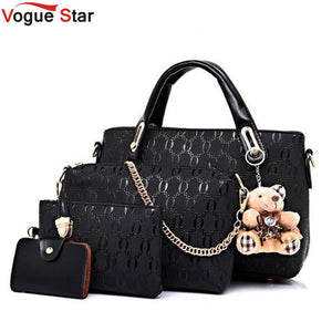 Women's Top-Handle Leather Messenger Handbag Set