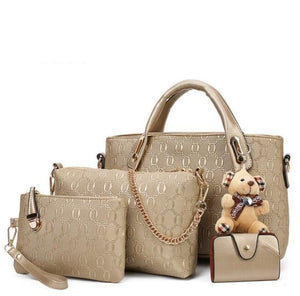 Women's Top-Handle Leather Messenger Handbag Set