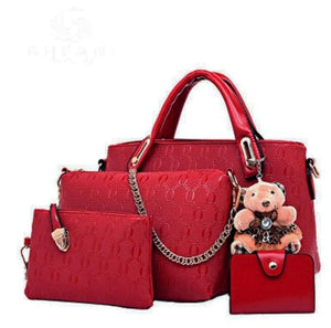 Women's Top-Handle Leather Messenger Handbag Set