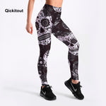 Leggings Fitness Slim Women's Black&White skull