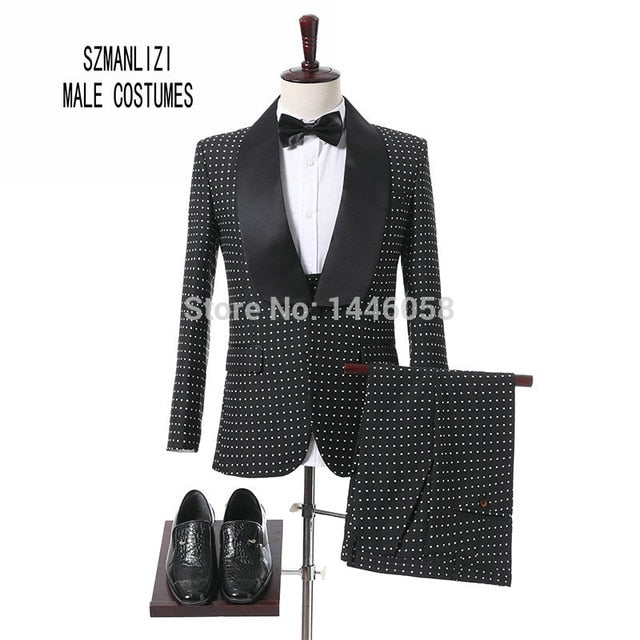 Men's Costume Groomsmen Green Slim Fit 3 Piece Tuxedo