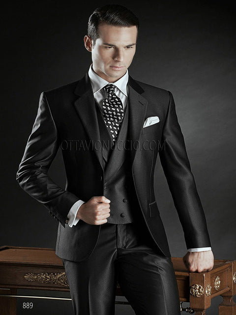 Men's Costume Groomsmen Green Slim Fit 3 Piece Tuxedo