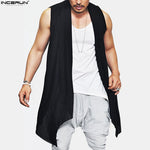 Men's Sleeveless Gothic Long Style Irregular Hem Jacket Vest