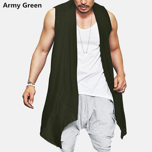 Men's Sleeveless Gothic Long Style Irregular Hem Jacket Vest