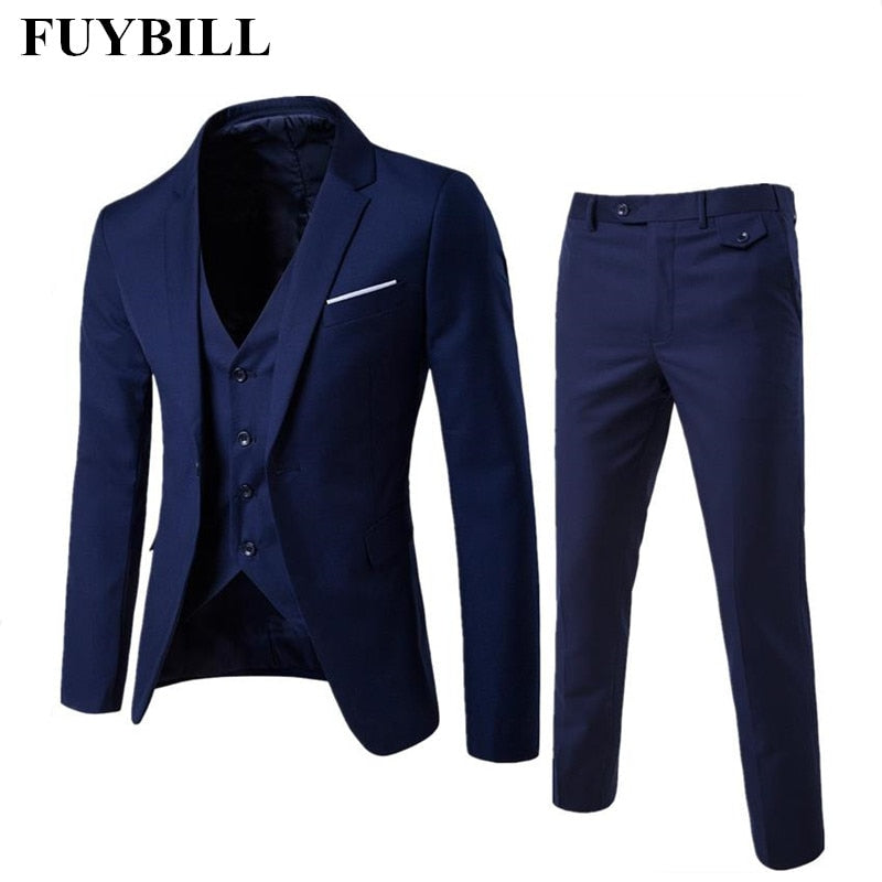 FuyBill 2018 New Fashion Large Size Korean Business Suit Men Three Pieces of Suit and Groom Wedding Dress Casual Men's Suit