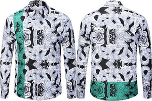 True Reveler Men's Long Sleeve Pattern Fashion Designer Party Club Tops