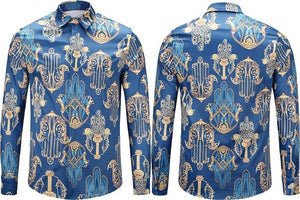 True Reveler Men's Long Sleeve Pattern Fashion Designer Party Club Tops