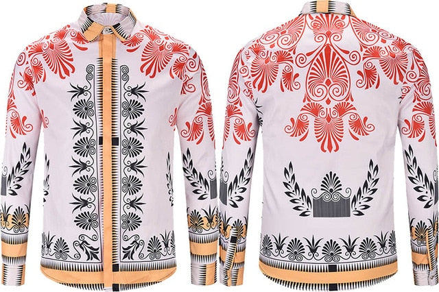 True Reveler Men's Long Sleeve Pattern Fashion Designer Party Club Tops