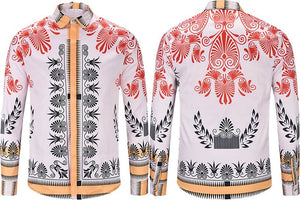 True Reveler Men's Long Sleeve Pattern Fashion Designer Party Club Tops