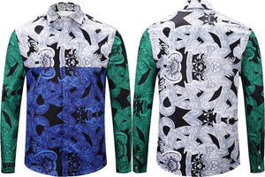 True Reveler Men's Long Sleeve Pattern Fashion Designer Party Club Tops