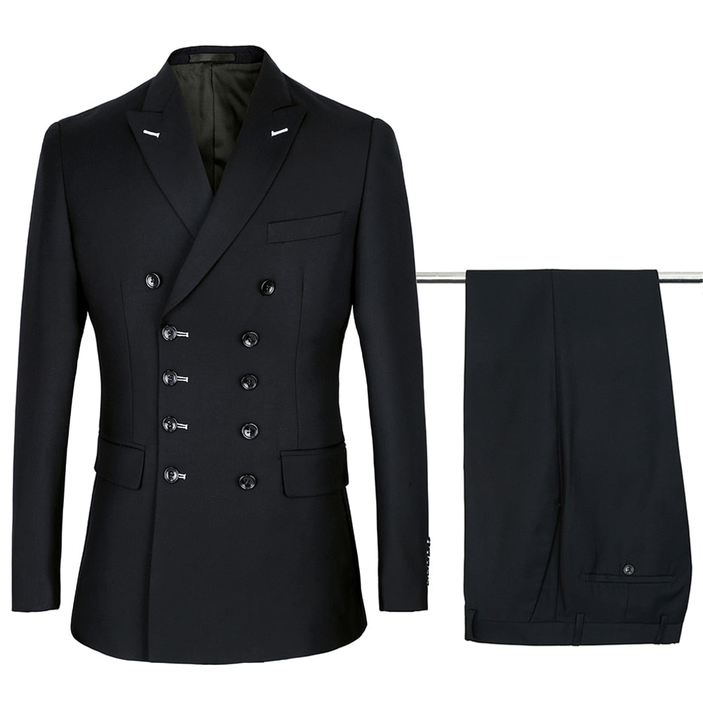 Men's black Double Breasted Suits