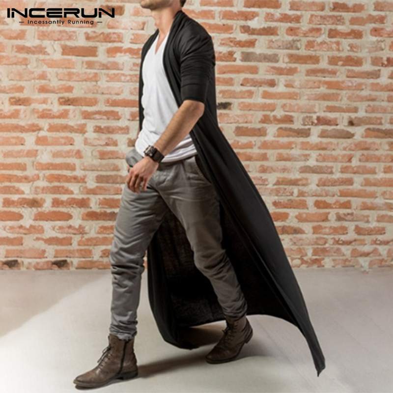 INCERUN Men's Gothic Style Long Cape Cardigan Sweater