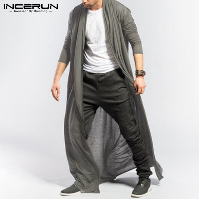 INCERUN Men's Gothic Style Long Cape Cardigan Sweater