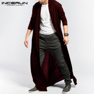 INCERUN Men's Gothic Style Long Cape Cardigan Sweater