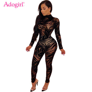 Woman's Bamboo leaf Sheer Mesh Jumpsuit