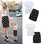 Mother and Daughter Matching Polka Dot T-Shirt and Skirt