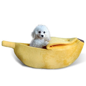 Banana Cat Bed House Cozy Cute Banana Puppy Cushion Kennel Warm Portable Pet Basket