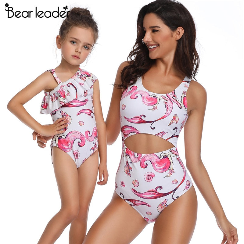 Mother and Daughter Pattern One-Piece Swimsuit