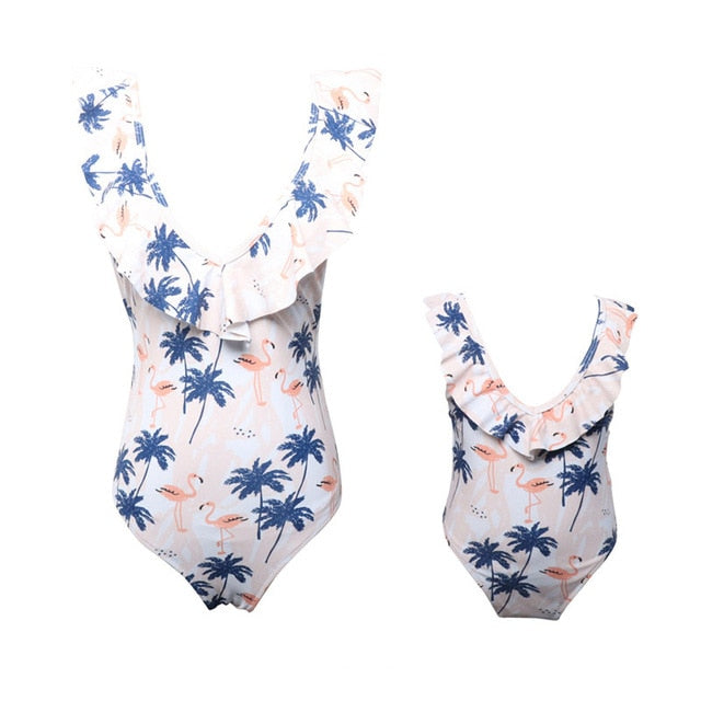 Mother and Daughter Pattern One-Piece Swimsuit