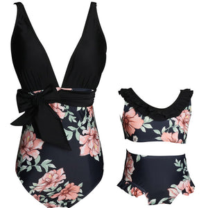 Mother and Daughter Pattern One-Piece Swimsuit