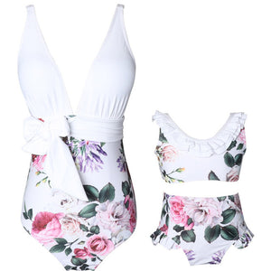 Mother and Daughter Pattern One-Piece Swimsuit