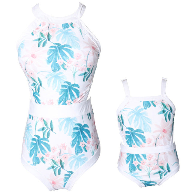 Mother and Daughter Pattern One-Piece Swimsuit