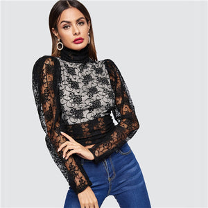 Women's Open Back Floral Lace Top