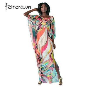 Feiterawn Women's Short Sleeve Maxi Beach Dress