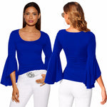 Women's O-Neck Summer Party Blouse with Ruffle Sleeve