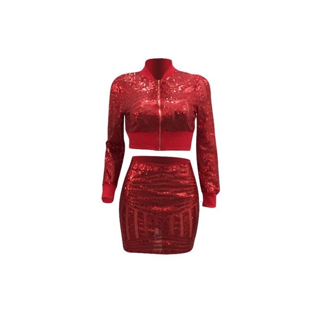 Women's Sequin Two Piece Night Club Set