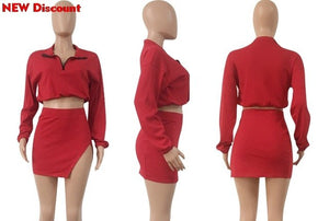 Women's Two Piece Long Sleeve Top High Waist Bottom Casual Club Mini Dress