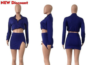 Women's Two Piece Long Sleeve Top High Waist Bottom Casual Club Mini Dress