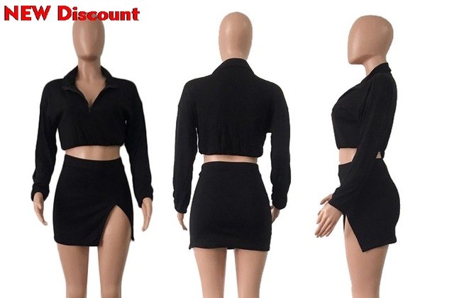 Women's Two Piece Long Sleeve Top High Waist Bottom Casual Club Mini Dress