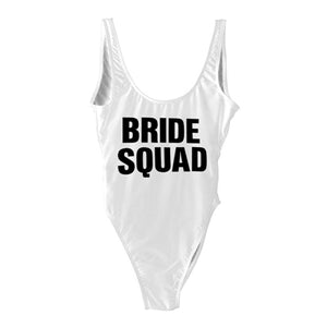 BRIDE SQUAD Print One Piece Swimsuit Sexy Thong Swimwear