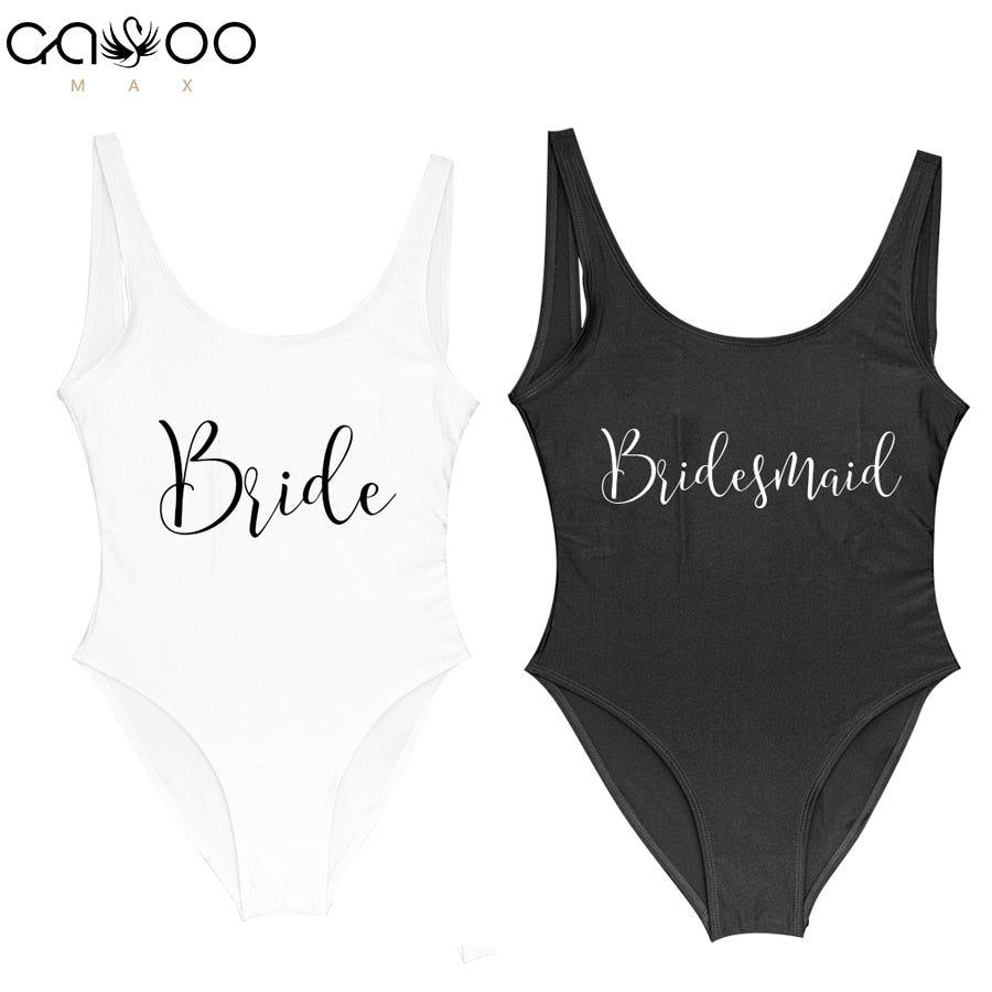 Bride&Bridesmaid Golden Letter Print One Piece Swimsuit