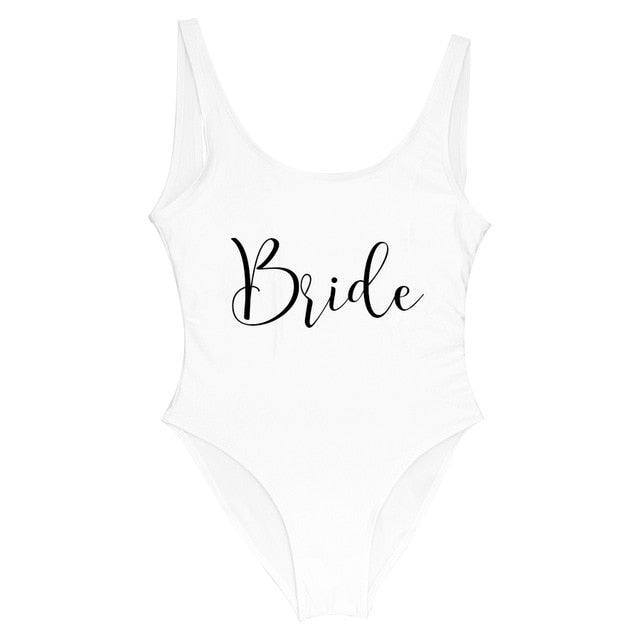 Bride&Bridesmaid Golden Letter Print One Piece Swimsuit