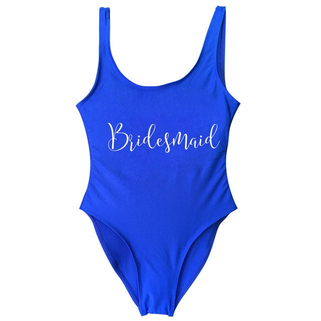 Bride&Bridesmaid Golden Letter Print One Piece Swimsuit