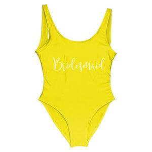 Bride&Bridesmaid Golden Letter Print One Piece Swimsuit