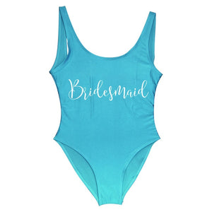 Bride&Bridesmaid Golden Letter Print One Piece Swimsuit